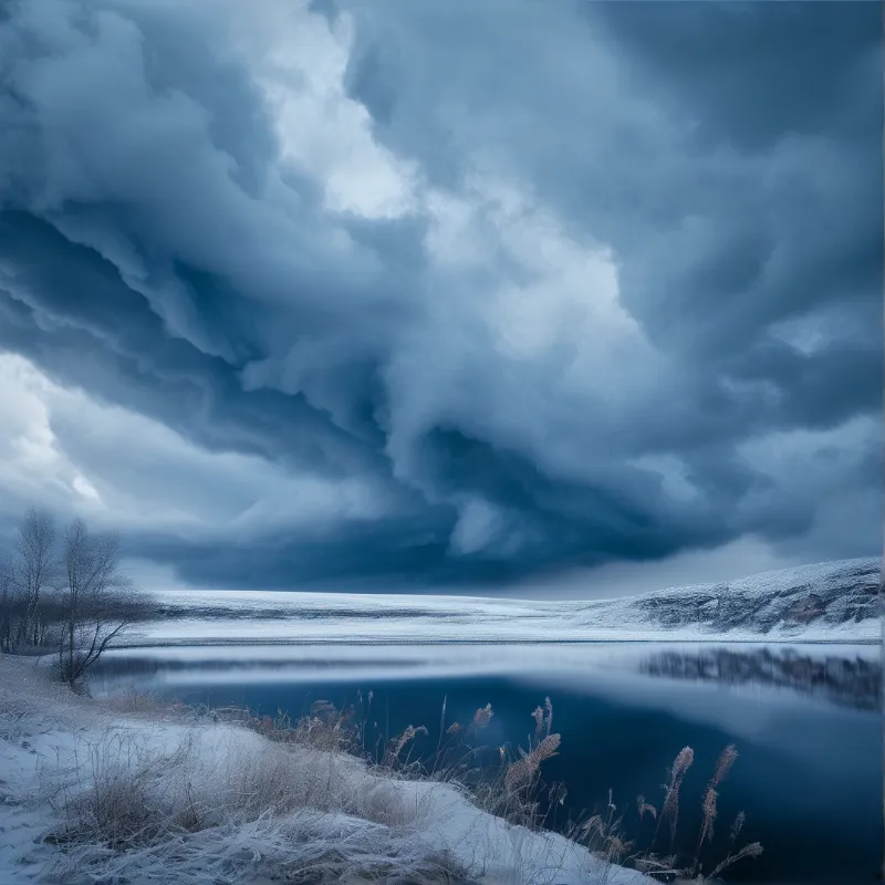 Stormy Winter Lake Scene
