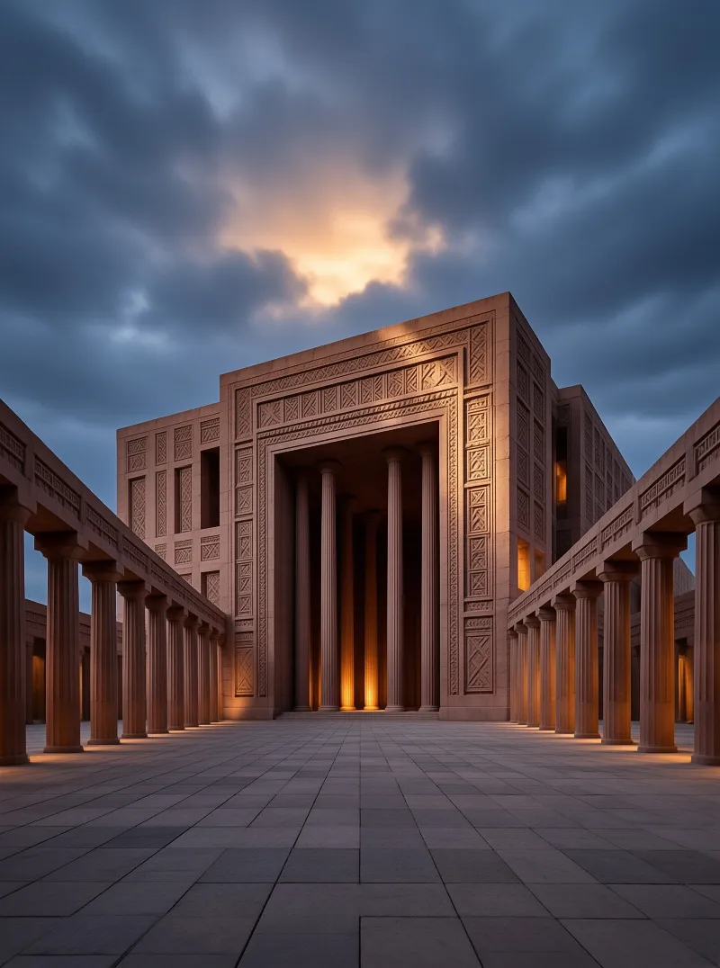 Classical Monument at Dusk