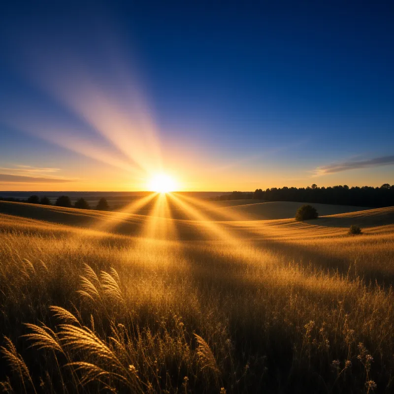 Golden Sunset Over Hills