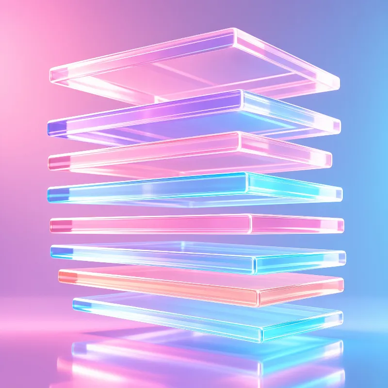 Floating Neon Glass Layers