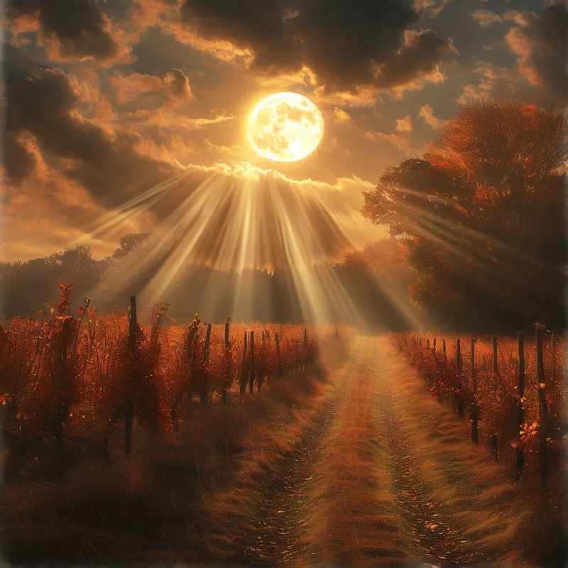 Golden Rays Over Vineyard