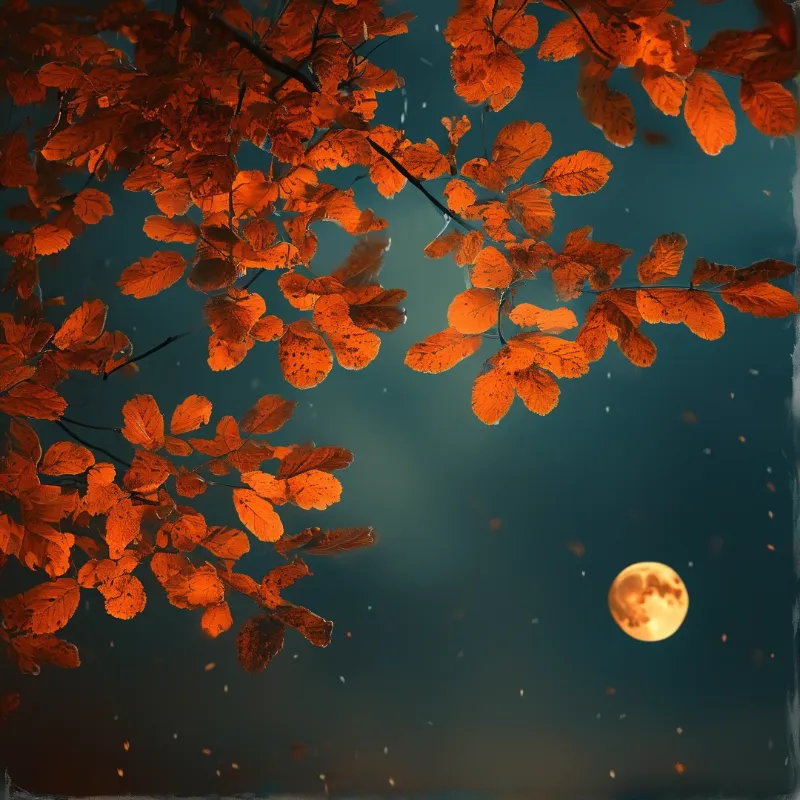 Autumn Leaves and Moon