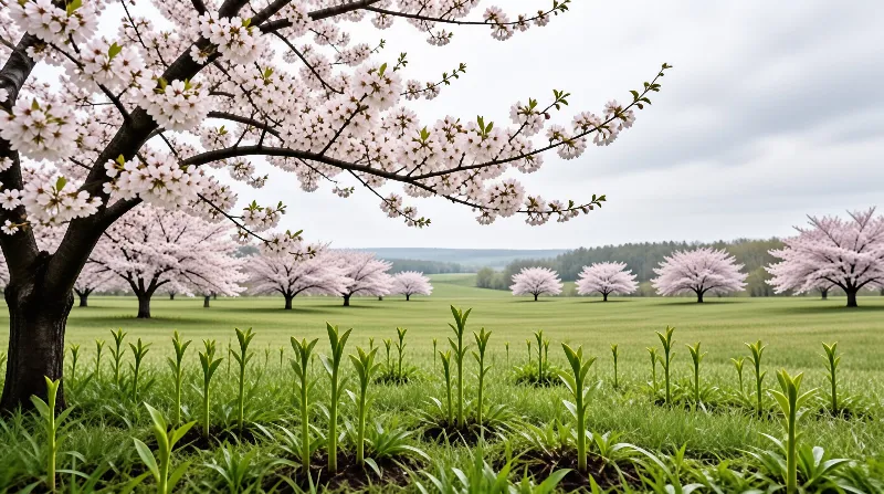 Spring Cherry Blossom Field