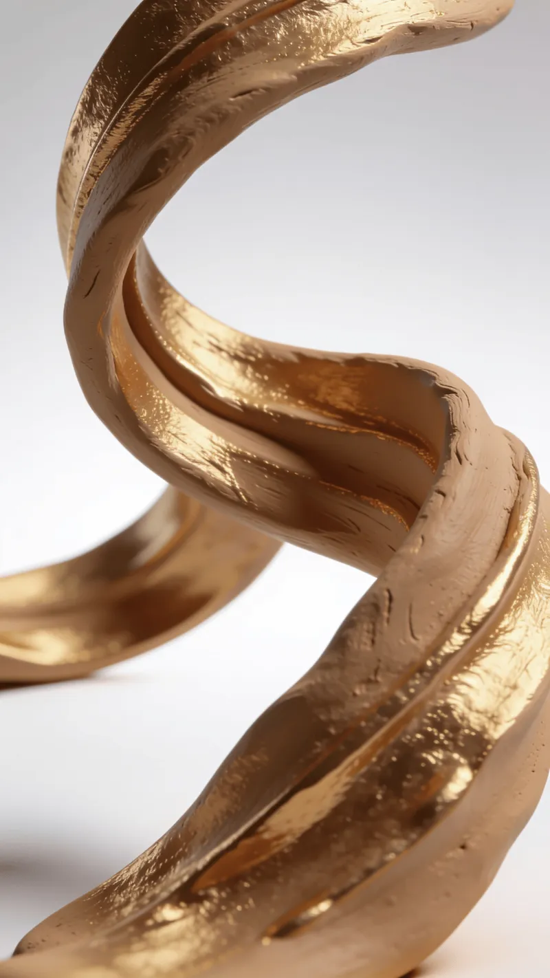 Liquid Gold, Clay Curved Ribbon