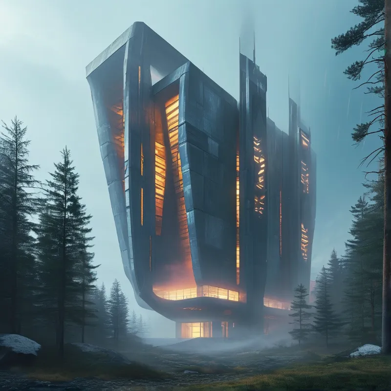 Futuristic Tower in Forest