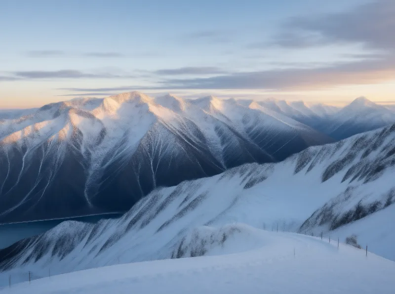 Sunlit Snowy Mountain Range