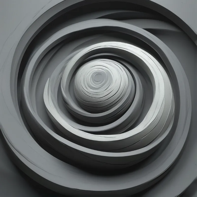 Concentric swirling layers create a deep monochrome spiral with smooth surfaces and distinct shadow gradients.