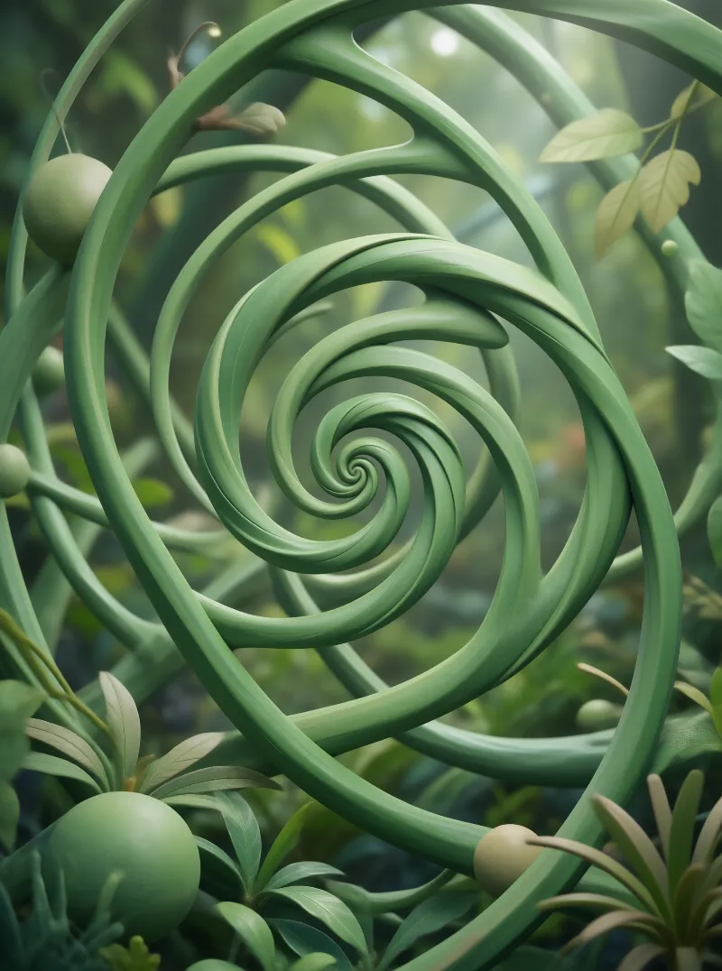 Green Spiral Botanical Structure