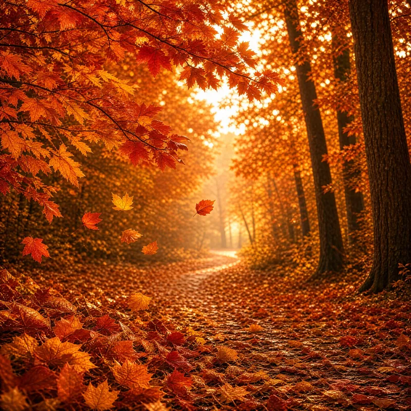 Golden Autumn Forest Path