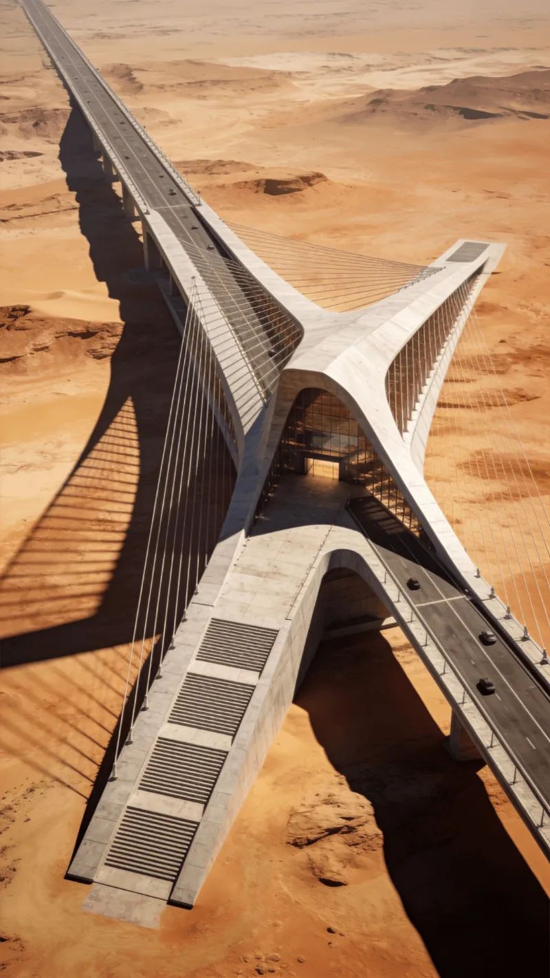 Bridge with Tensile Structure — Desert Plain