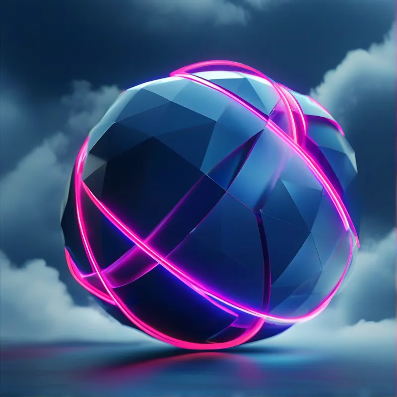 Neon Faceted Sphere