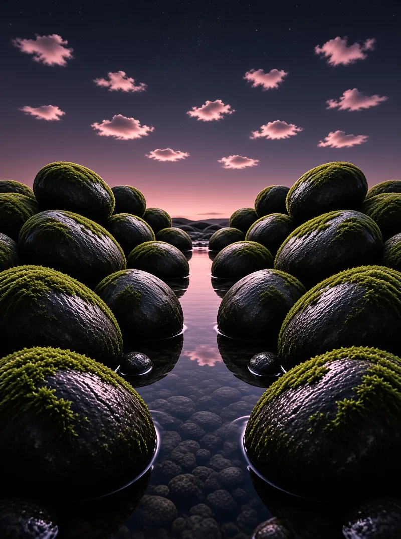 Surreal Mossy Spheres