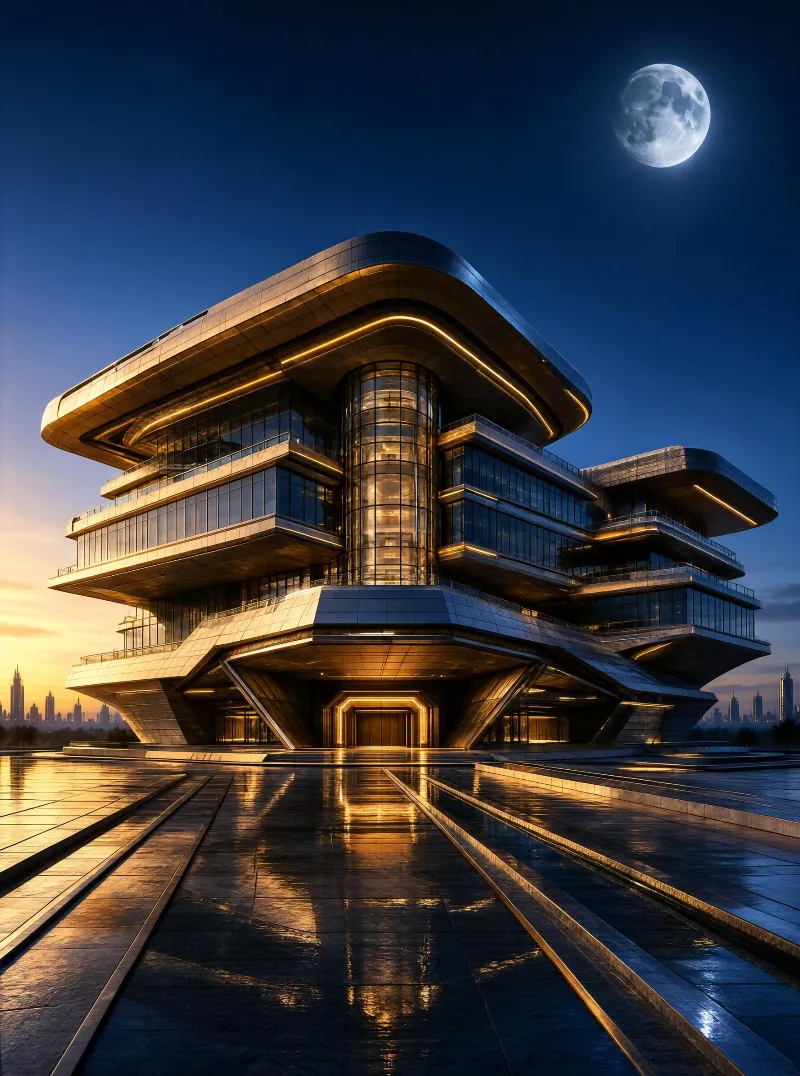 Futuristic Building at Night