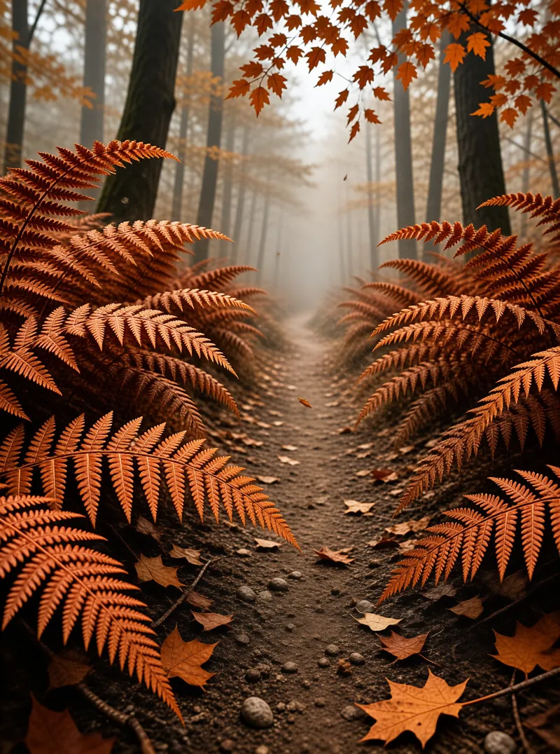 Misty Autumn Forest Path