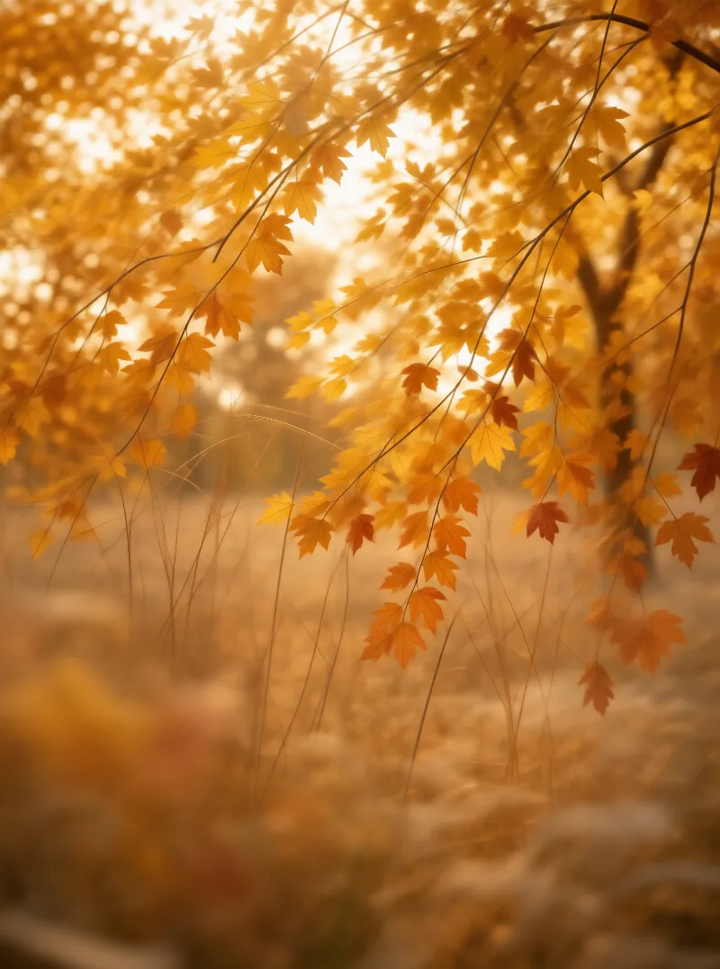 Sunlit Golden Maple Leaves