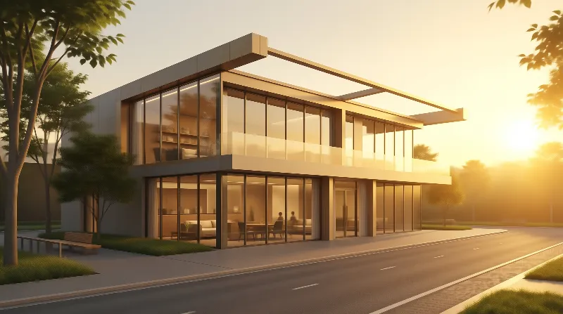 Modern House at Sunset