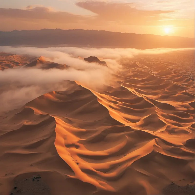 Misty Desert Sunrise