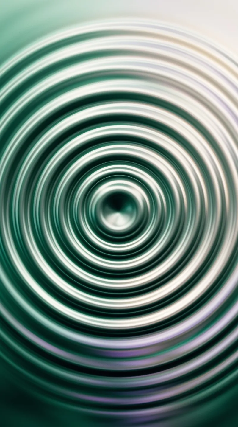 Concentric bands of green and off-white spin outward, their edges melted into a smooth radial blur.