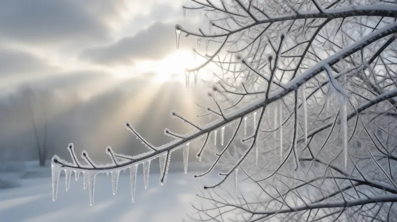 Winter Icicles in Sunlight