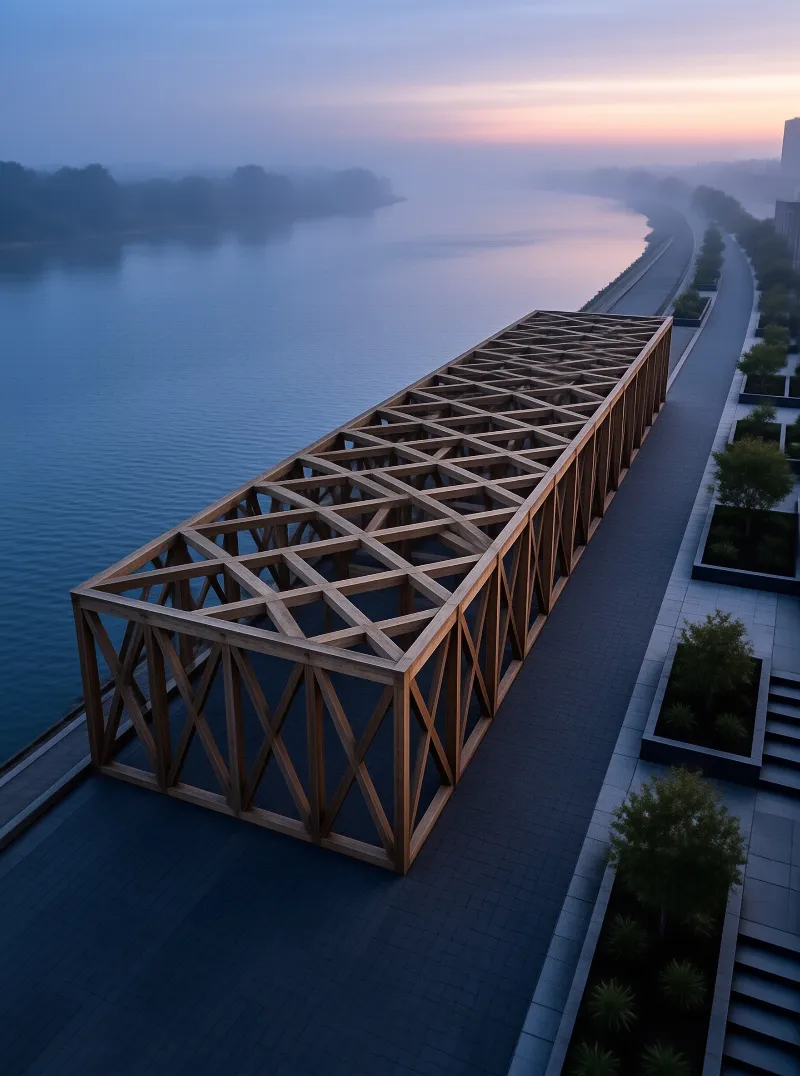 Wooden Frame Along River