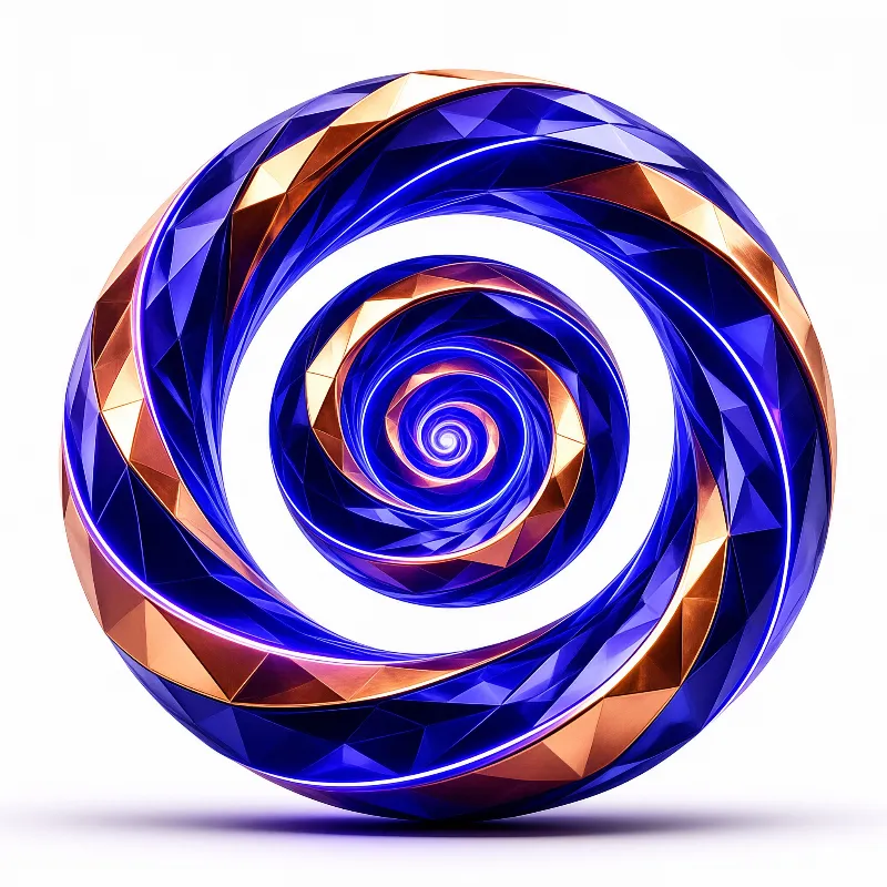Cobalt Spiral Sphere — Faceted Study
