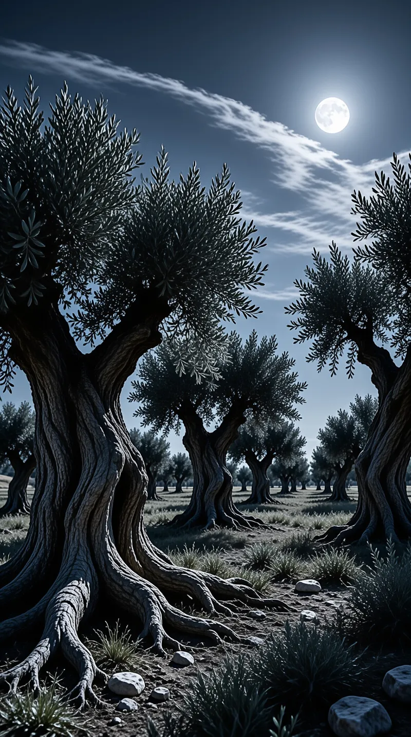 Moonlit Olive Grove