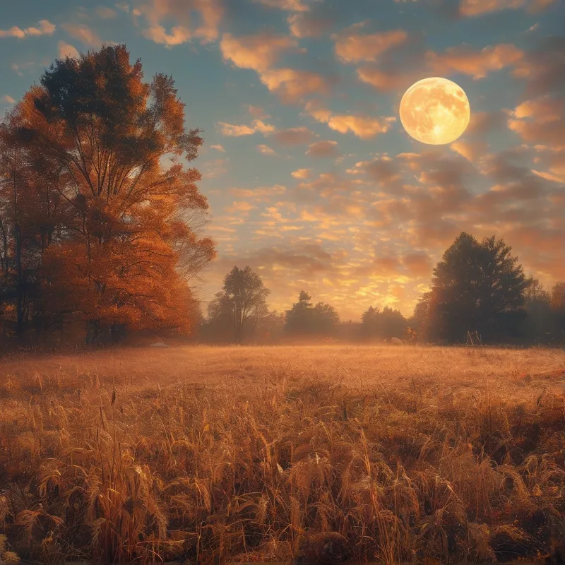Golden Field Under Moonlit Sky