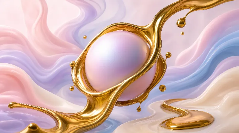 Abstract Gold Fluid Sphere