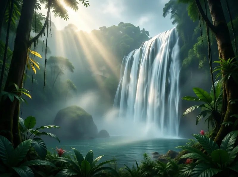 Tropical Rainforest Waterfall