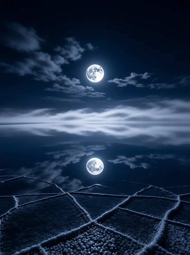 Moonlit Calm Night Waterscape