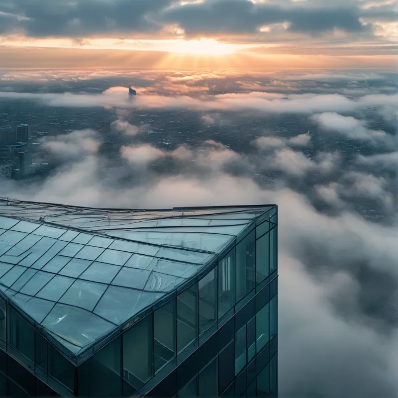 Glass Tower Over Clouds