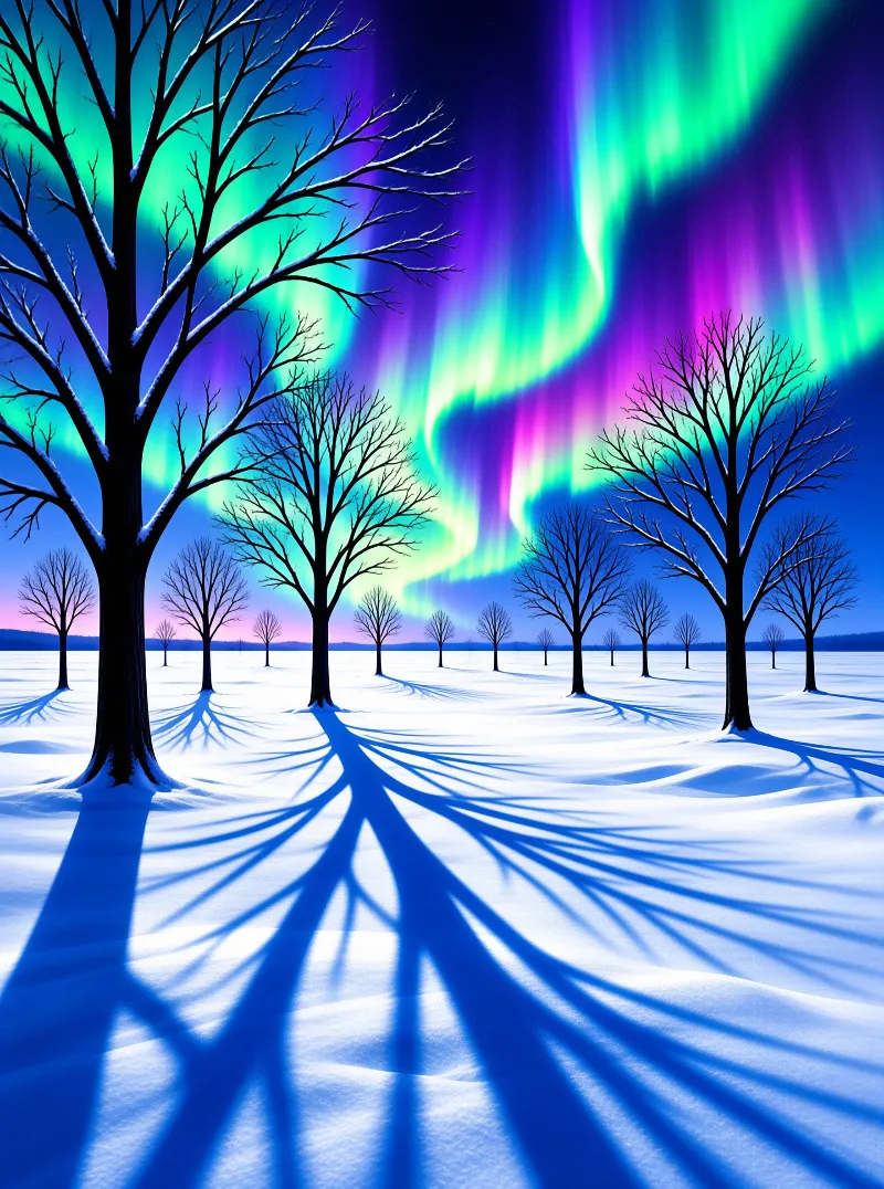 Aurora Over Snowy Trees