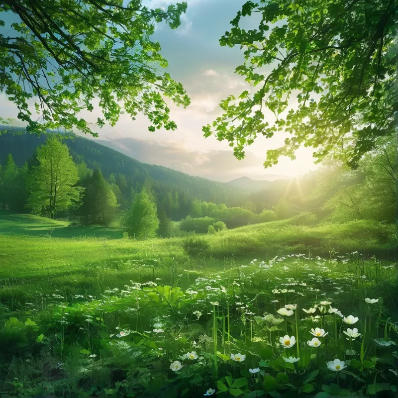 Sunlit Green Valley Landscape