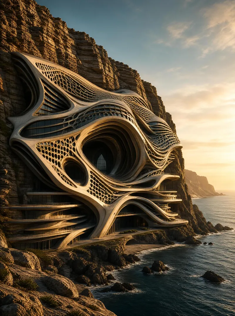 Futuristic Cliffside Building
