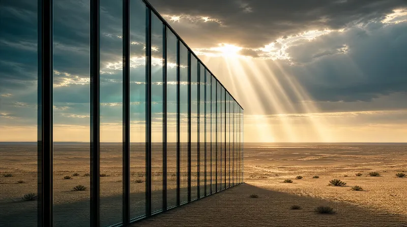 Desert Glass Facade God Rays