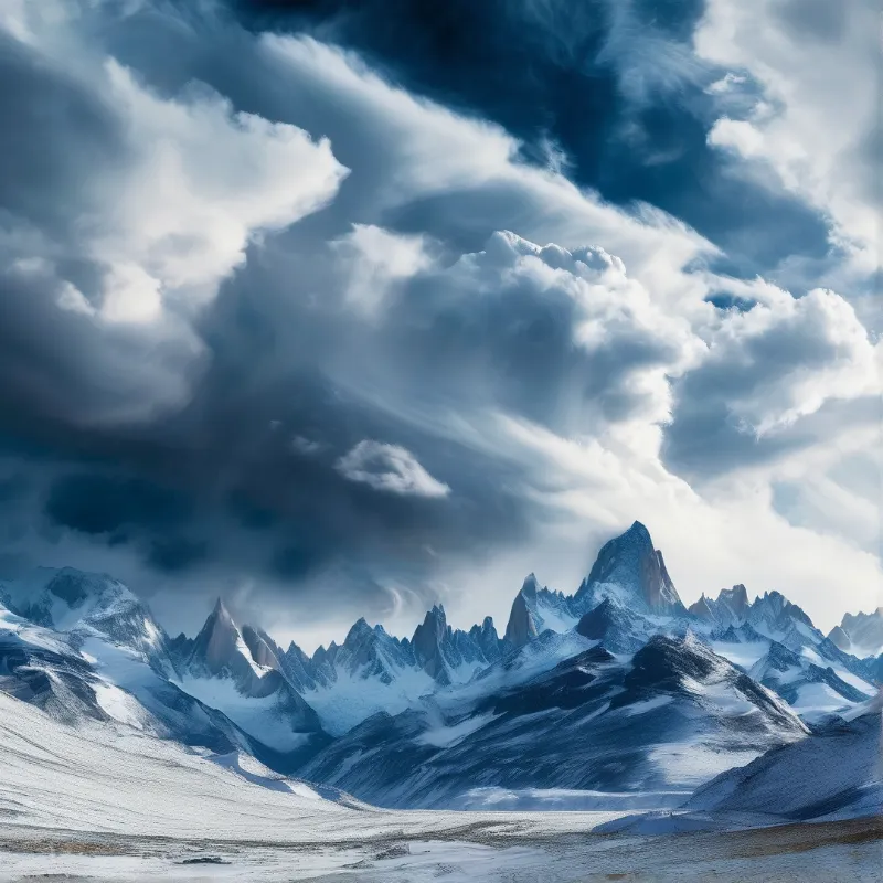 Dramatic Sky Over Snowy Peaks