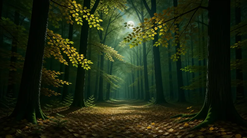 Moonlit Autumn Forest