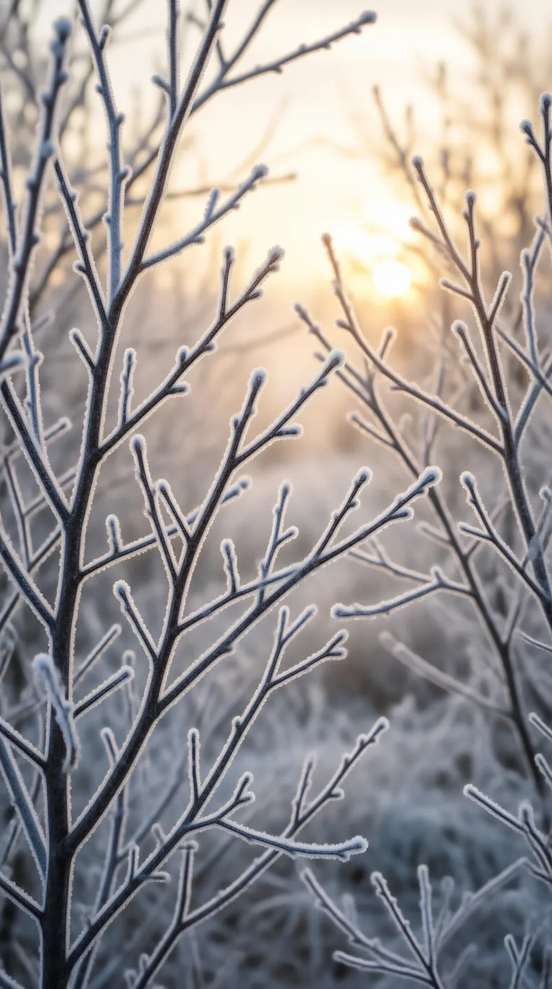 Frosty Branches in Sunlight