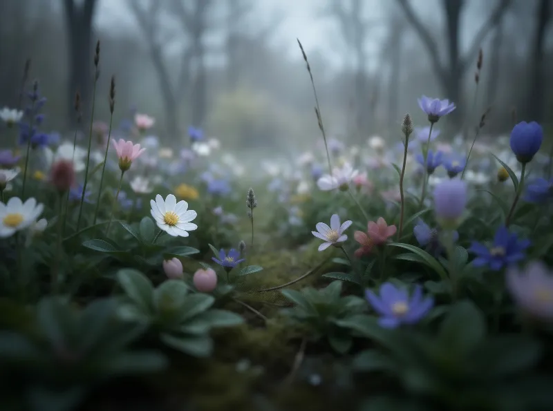 Misty Wildflower Meadow