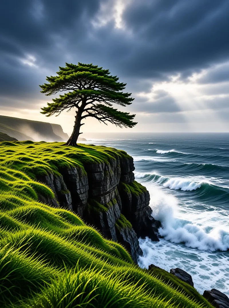 Solitary Tree by Sea