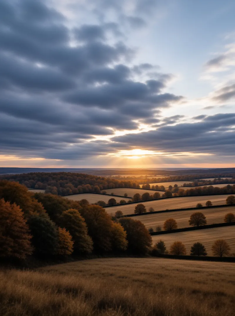 Autumn Fields at Sunset