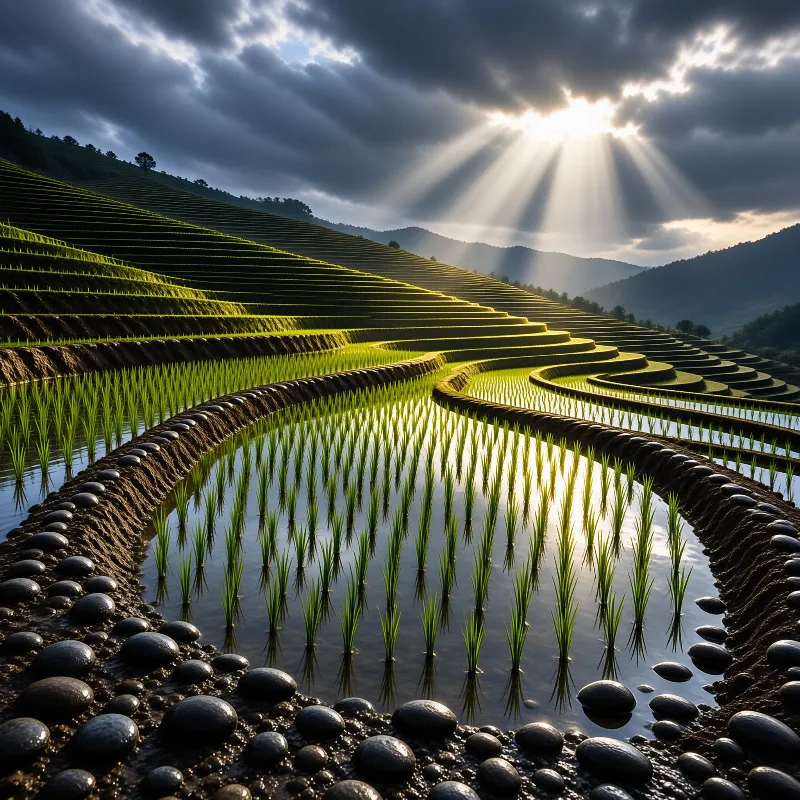 Sunlight Over Rice Terraces