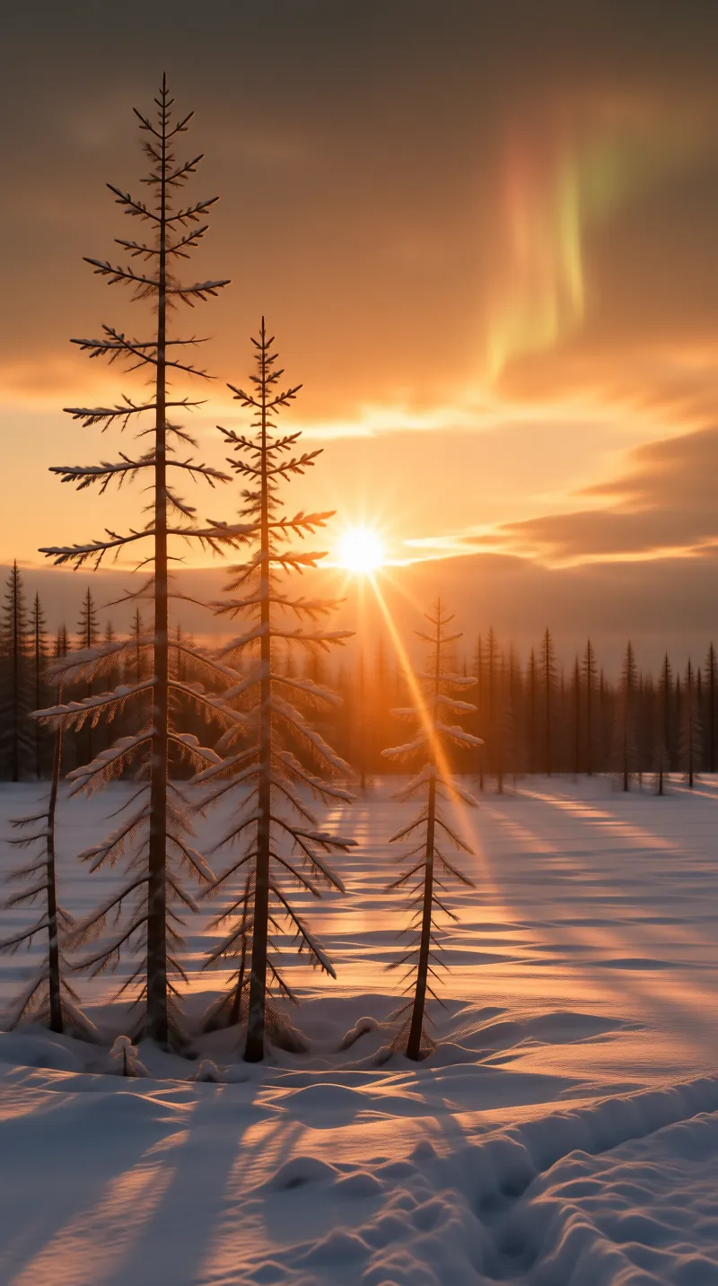 Winter Sunset Aurora