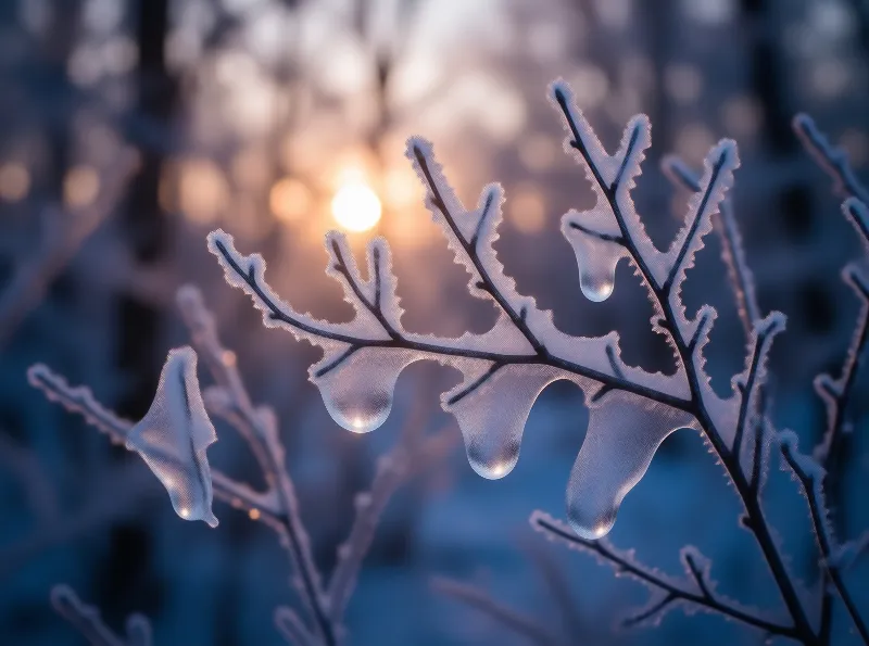 Frosty Branches at Sunrise