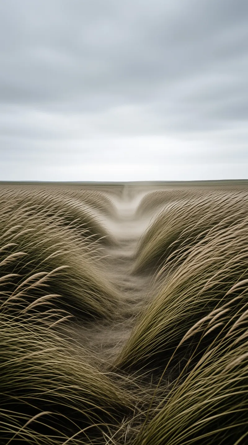 Wind-Sculpted Grass Path