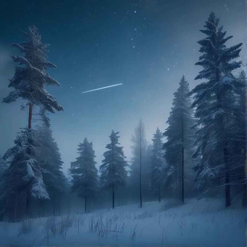 Meteor in Snowy Forest