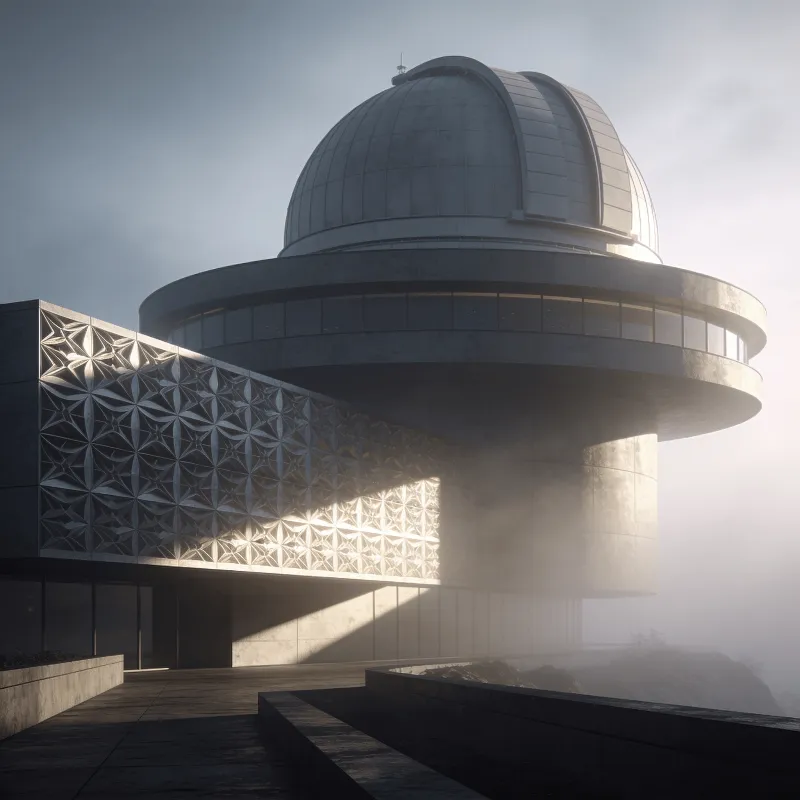 Observatory with Parametric Facade — Foggy Morning