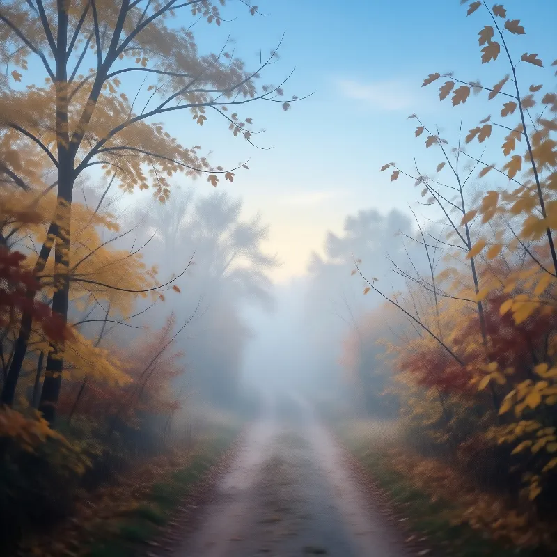 Misty Autumn Forest Trail