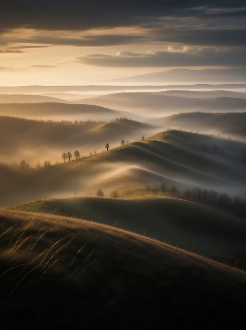 Misty Hills at Sunset