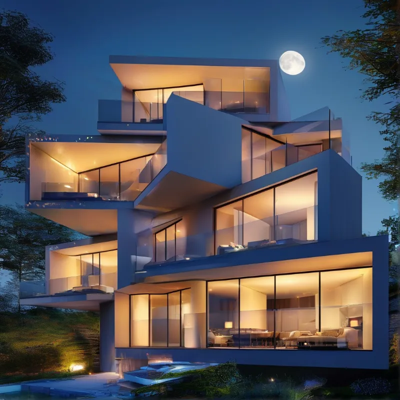 Modern House at Night
